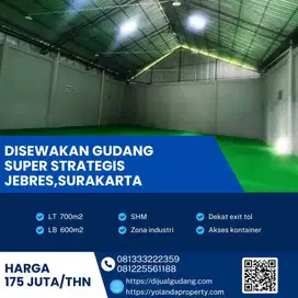 Disewa Gudang Strategis Zona Industri Lokasi Jebres, Solo Luas 700m2