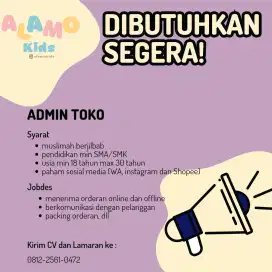 Lowongan admin toko