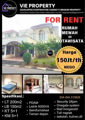 Di Sewakan Rumah Full Furnish 150jt/thn Nego. Kota Wisata Cibubur..