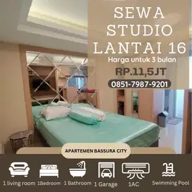 Studio sewa atas mall full furnish lantai 16 apartemen bassura city