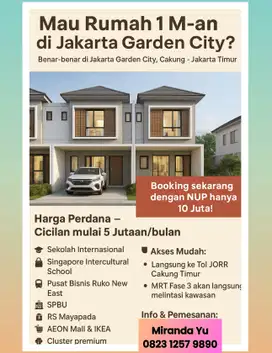 Murah nih rumah 2 lantai 1Man di JGC HARGA PERDANA
