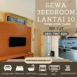 3kamar sewa samping mall full furnish lantai 10 apartemen bassura city