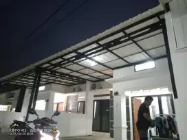 Kanopi alderon singel cet rangka terpasang