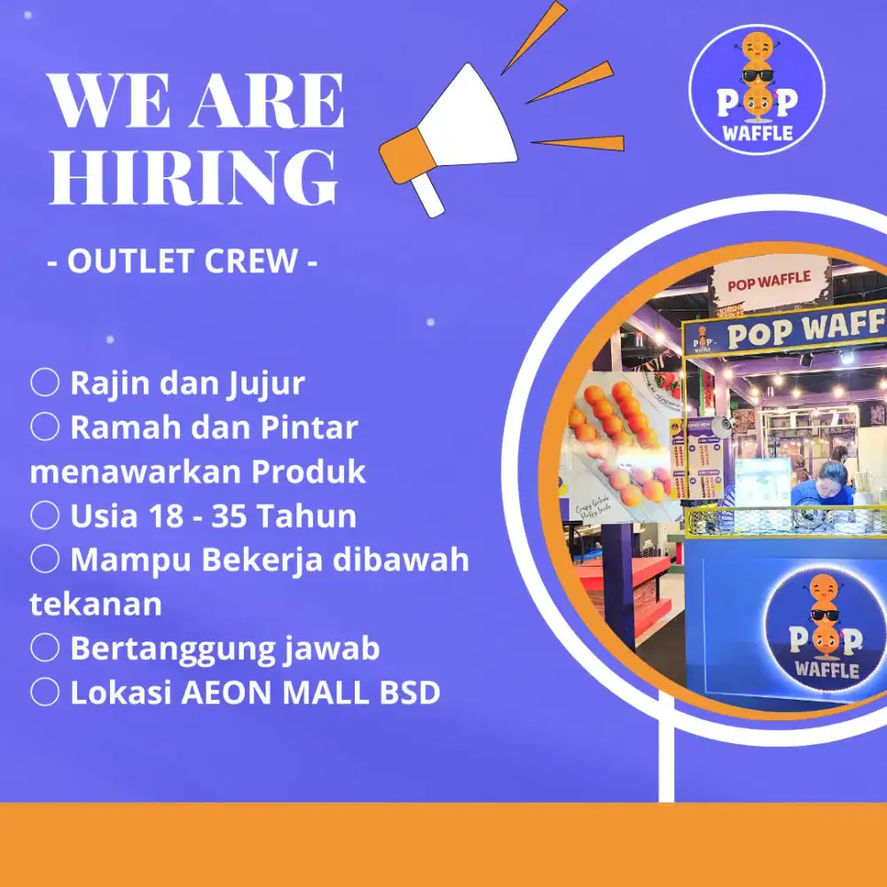 (URGENT) Lowongan SPG Crew Toko Kue Waffle
