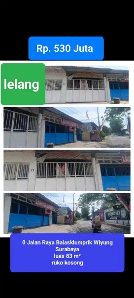 Lelang ruko 0 jalan raya balasklumprik Wiyung Surabaya
