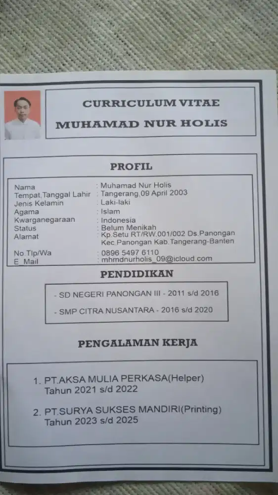 Saya sedang mencari pekerjaan apa saja