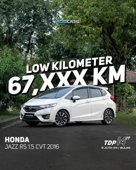 FREE ETOLL & BBM FULL TANK HONDA JAZZ GK5 RS CVT 2016 MATIC PUTIH