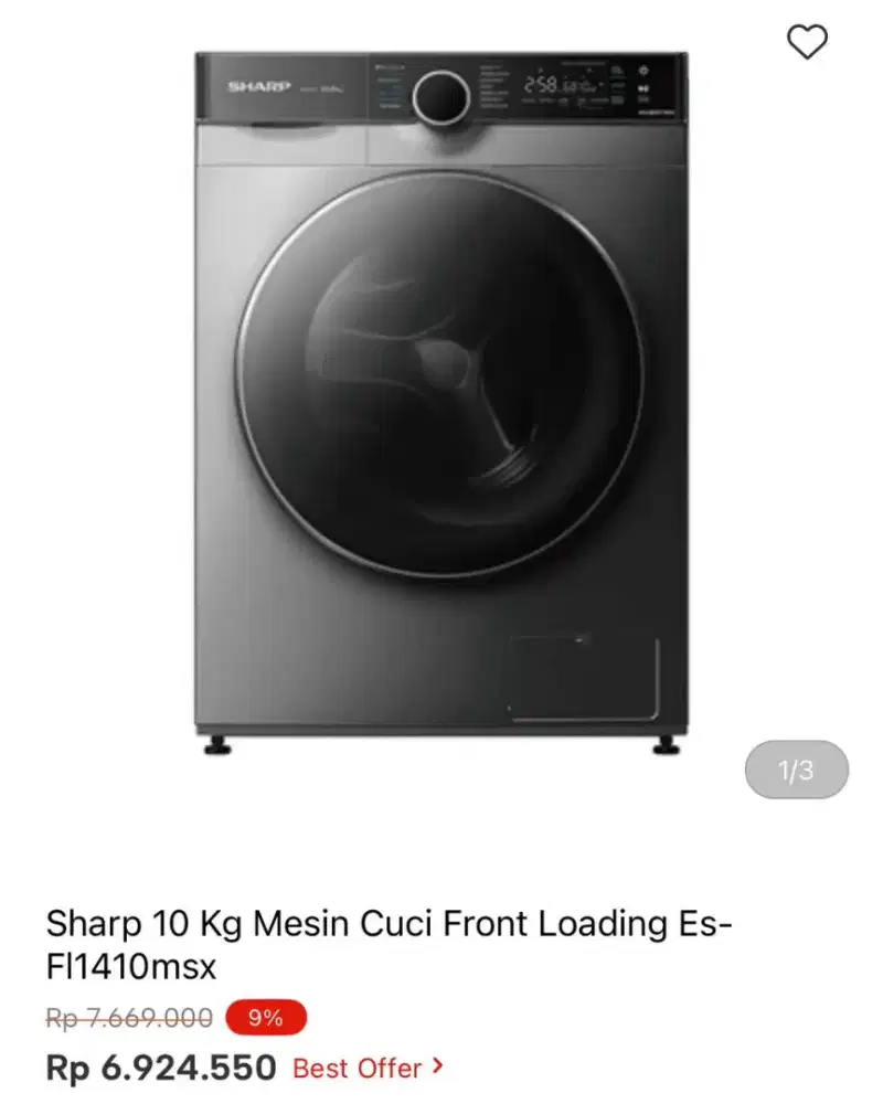 SHARP MESIN CUCI FRONT LOADING ES-FL1410MSX 10KG