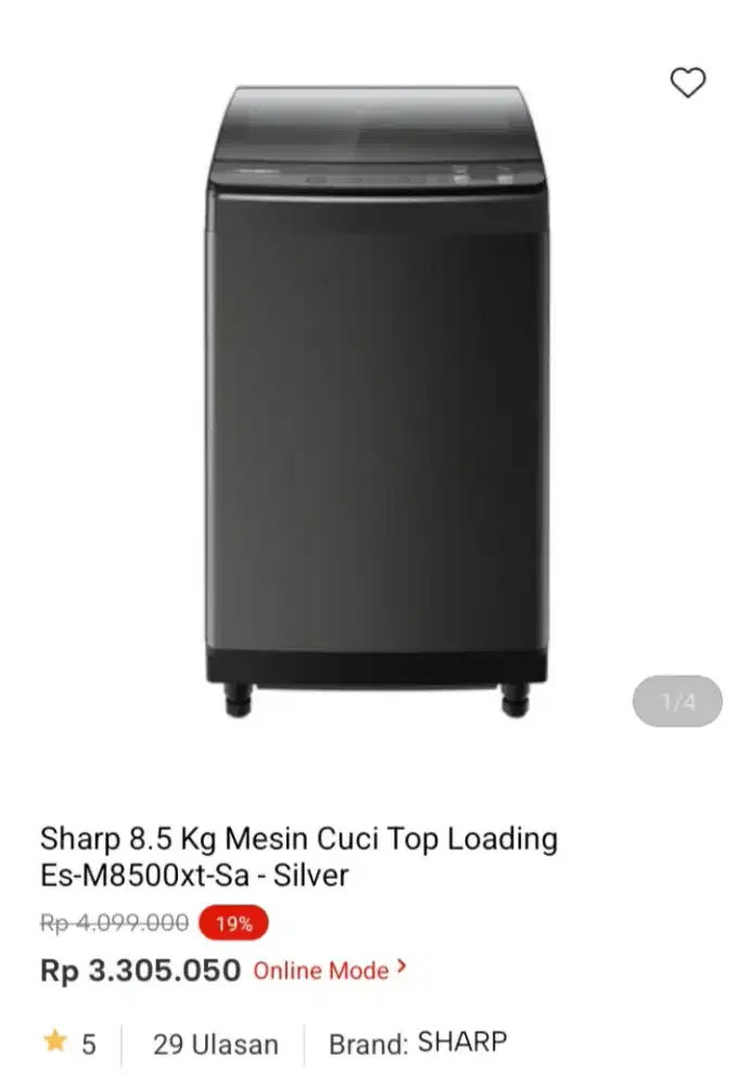 PROMO KREDIT SHARP 8.5kg MESIN CUCI TOP LOADING