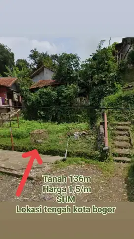 Jual tanah 136m SHM atas nama sendiri