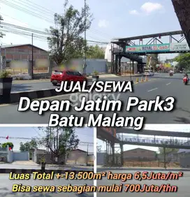 Tanah 2100 m2 seberang Depan Jatim Park 3 Batu Malang GMK03420