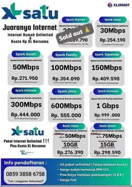 PEMASANGAN WiFi XL SATU FIBER OPTIC khusus JABODETABEK 
Tlp/WatsAp sAp
