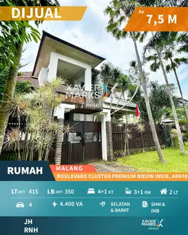 Dijual Rumah Hook Mewah di Boulevard Nieuw Indie Araya Malang