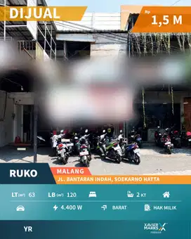 Ruko Dekat Kampus dan Pusat Kuliner di Bantaran Indah Suhat Malang