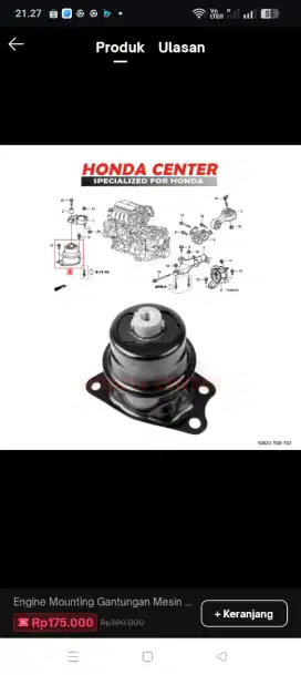 Jual engine mounting husus mobil Honda Mobilio ,Brio ,brv , fred