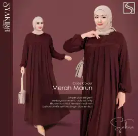 Gamis Crinkle Busui Bahan Adem Lembut Kombinasi Aksen Payet Swarovski