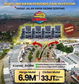 Dijual Ruko 3 Lantai Aniva Hadap Jalan Utama Gading Serpong