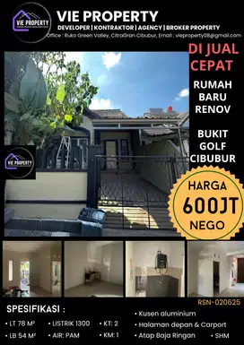 Rumah baru renov siap huni dijual murah di Bukit Golf Cibubur
