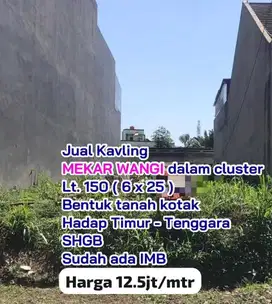 Termurah! Tanah kavling dalam cluster Mekar wangi, Bandung