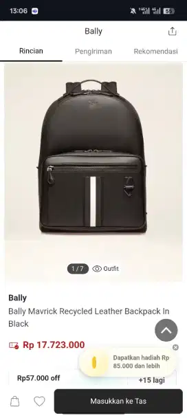 Bally Mavrick Backpack Leather Man Original Preloved