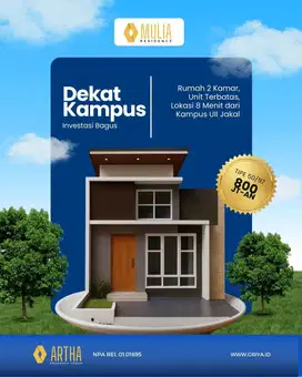 RUMAH SIAP HUNI 7 MENIT KE KAMPUS UII KALIURANG JOGJA SAMPING MUSHOLLA