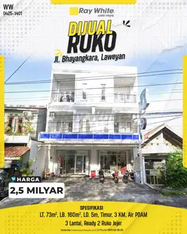 Dijual Ruko 3 Lantai Bagus Siap Pakai Di Jalan Bhayangkara Solo