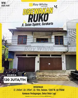 Disewakan Ruko 2 Lantai Kawasan Perdagangan Di Solo Dekat Pasar Legi