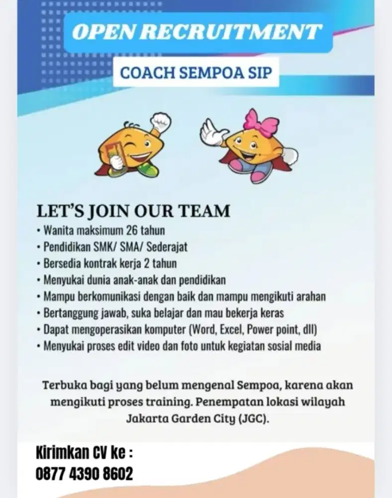Lowongan Coach Sempoa SIP
