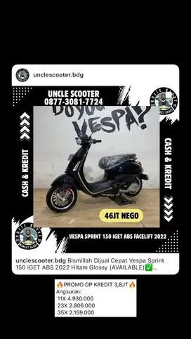 Vespa Sprint 150 iGET ABS 2022 Hitam Glossy