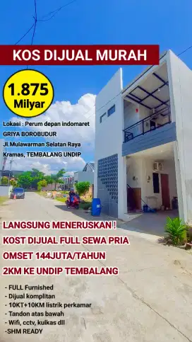 JUAL KOS READY LANGSUNG LANJUTIN AJA 10KT 1.875 MILYAR TEMBALANG
