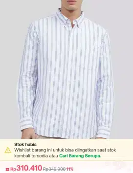 Kemeja Executive Reguler Fit Oxford Stripe Shirt Blue size 16 Like New