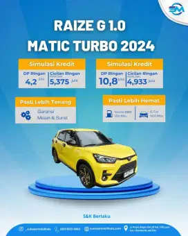 Raize g turbo matic 2024 angsuran 4,9 JT x 5th