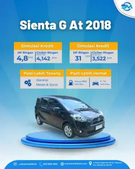 Sienta G matic 2018 DP mulai 0% atau angsuran 3,3 JT ready