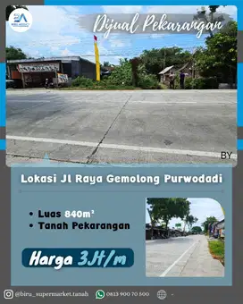 Tanah Perkarangan di Jl. Raya Gemolong