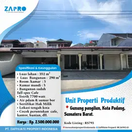 Jual rumah siap huni peruntukan cafe,kantor, hunian di gunung pangilun