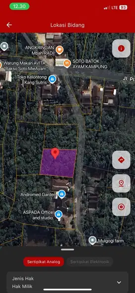 Dijual Tanah datar SHM 1.178