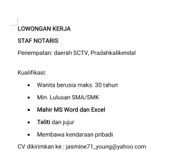 Lowongan Staf Notaris
