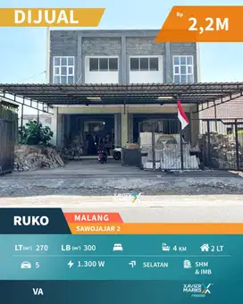 Dijual Ruko Luas ( 2 Jadi 1 ) di Sawojajar II, Malang
