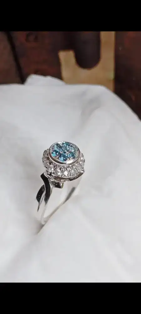 Cincin perak hanmade mata natural berlian eropah