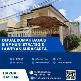 Dijual Rumah 2 Lantai Siap Huni,Strategis Laweyan,Solo Luas 298m2