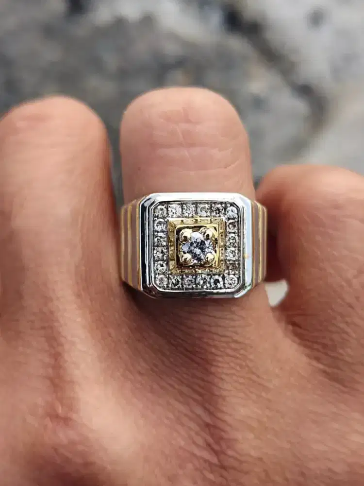 Cincin pria mata natural berlian eropah