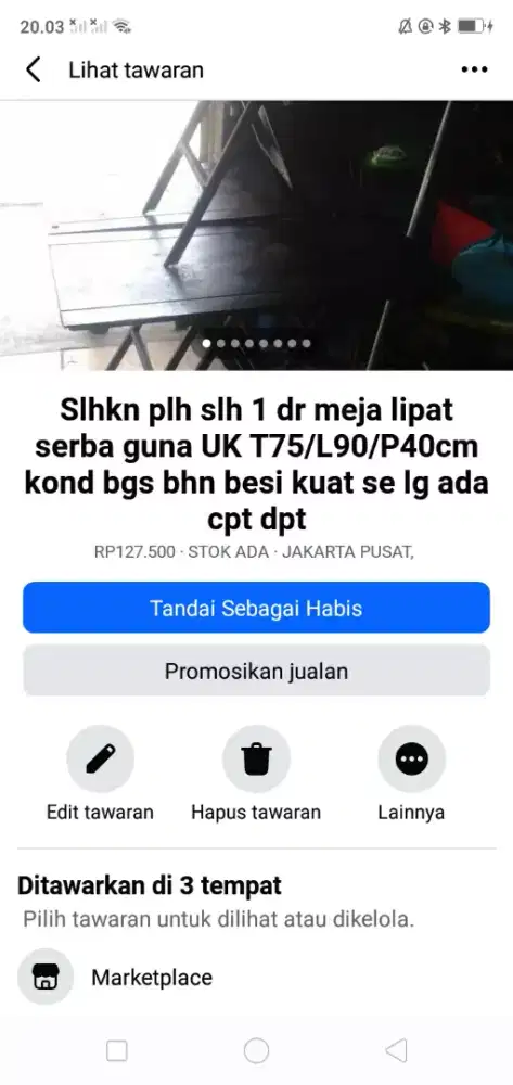Slhkn plh slh 1 dr meja lipat serba guna kond bgs mgkn ada yg perlu