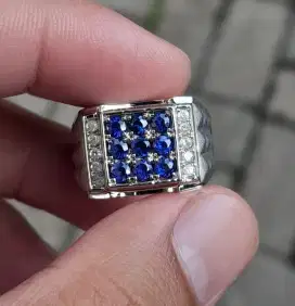 Cincin simple mata natural blue sapphire