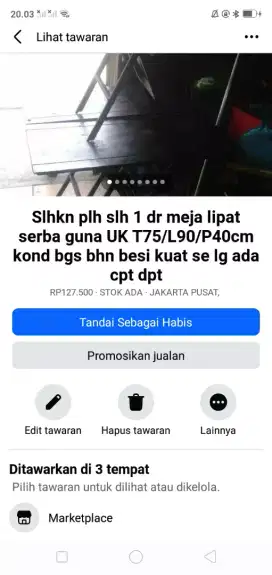 Cocok utk dagang nasi uduk dll slhkn. Plh slh 1 dr meja lipatnya murah
