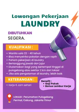 Lowongan Kerja Operator Laundry