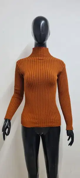 Atasan rajut teracota, turtle neck, blouse premium, kaos premium