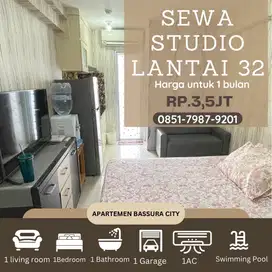 Studio sewa bulanan samping mall furnish apartemen bassura city