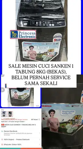 Mesin cuci sanken 1 tabung 8kg