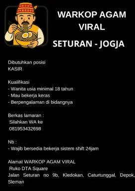 DIBUTUHKAN KASIR WARKOP