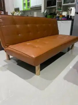 Selma Leticia Sofa Bed Kulit - Cokelat